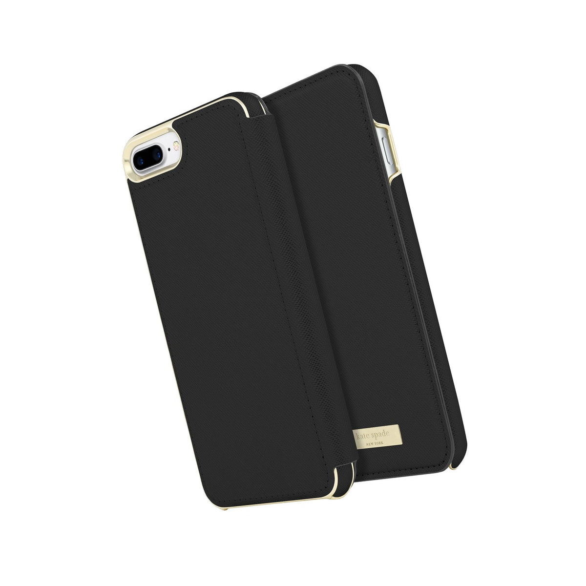 Kate Spade Black Leather Folio Case Iphone 7+ - 840076194278