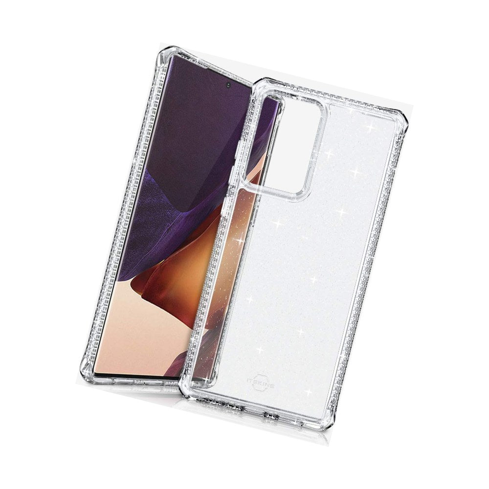Itskins Hybrid Spark Protective Phone Case Glitter Compatible With Samsung Galaxy Note 20 Ultra, Slim Hybrid Case, Anti-Yellowing, And Heavy Duty Shockproof Cover, Military Phone Case | Transparent - 4894465007867