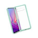 Itskins Hybrid Frost Protective Phone Case Compatible With Samsung Galaxy S10 Plus, Slim Hybrid Case, Anti-Yellowing, Heavy Duty Shockproof Cover, Military Phone Case | Tiffany Green & Transparent - 4894465453756