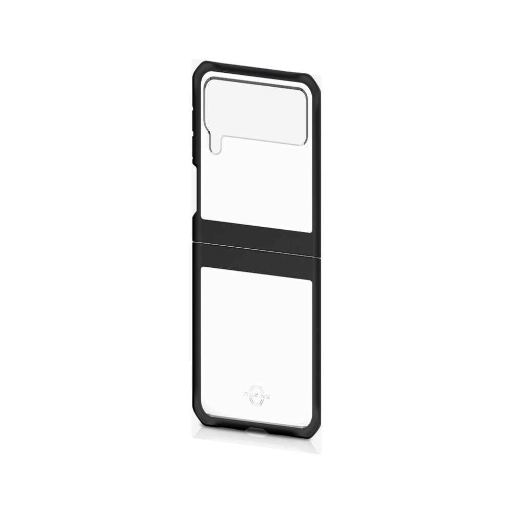 Itskins Hybrid Solid Protective Phone Case Compatible With Galaxy Z Flip3 5g, Slim Hybrid Case, Anti-Yellowing, And Heavy Duty Shockproof Cover, Military Phone Case | Black And Transparent - 888842161734