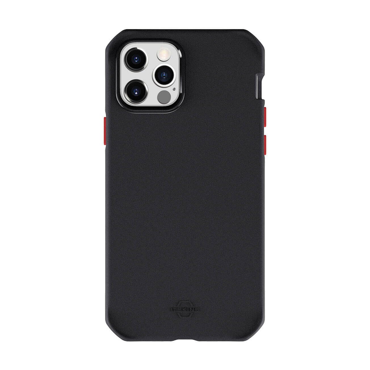 Itskins Supreme Solid 5g Hinge Protective Phone Case Compatible With Iphone 12 Pro Max, Slim Hybrid Case, Anti-Slip, Heavy Duty Shockproof Cover, Military Phone Case - Black And Red - 4894465599003