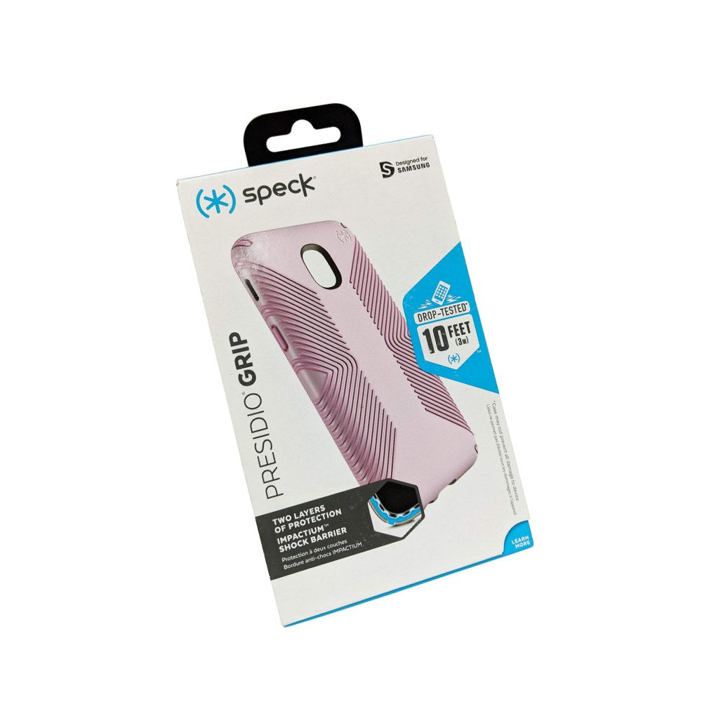 Speck Products Compatible Phone Case For Samsung Galaxy J3 (Fits Verizon J3 V 3rd Gen, At&T Express Prime 3; Cricket Amp Prime 3, Sol 3; T-Mobile J3 Star), Presidio Grip Case, Ballet Pink/Ribbon Pink - 282234