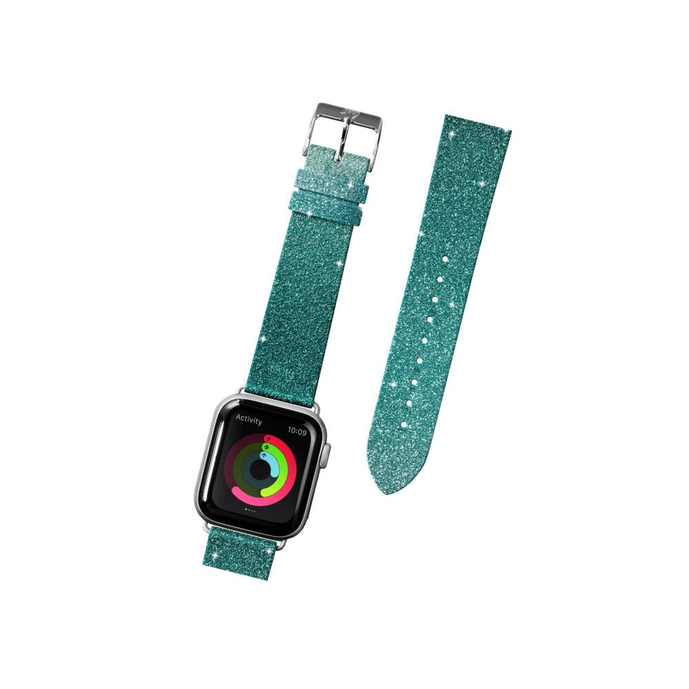 Laut - Ombre Sparkle Watch Strap Compatible With Apple Watch Series 1/2/3/4/5 | Genuine Leather | Gradient Effect | Stainless Steel Clasp & Connectors (38mm / 40mm • Mint) - 4895206913324