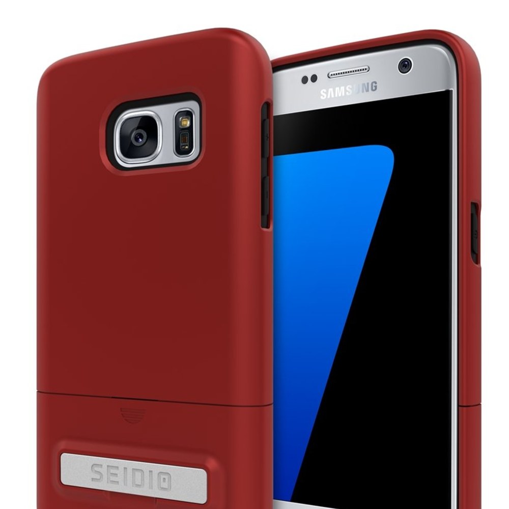 Seidio Surface With Metal Kickstand Case For Samsung Galaxy S7 [Slim Case] - Non-Retail Packaging - Dark Red/Black -