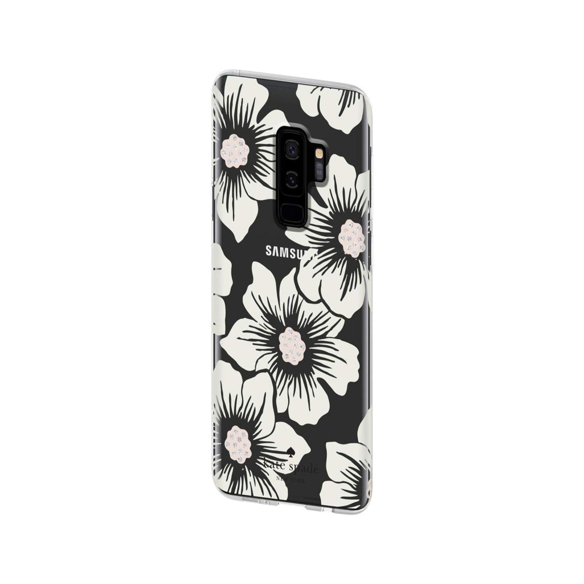 Kate Spade New York Phone Case | For Samsung Galaxy S9 Plus | Protective Clear Crystal Phone Cases With Slim Design And Drop Protection - Hollyhock Floral Clear / Cream With Stones - 191058062833