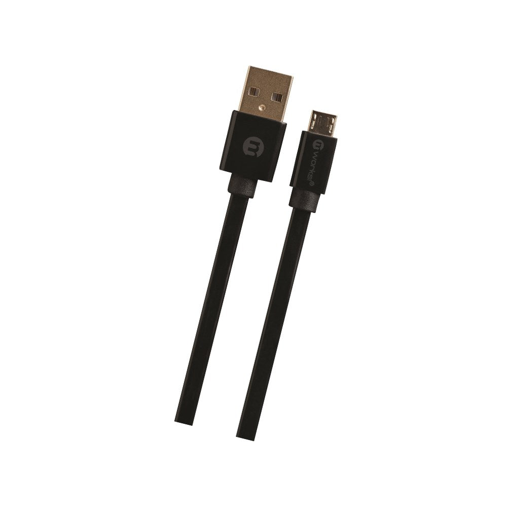 Mworks! Mpower! Flat Micro-Usb Cable 6 Feet In Length Black - Retail Packaging - 610370557372
