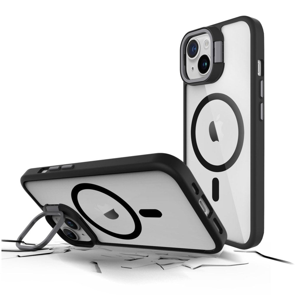 Prodigee Iphone 15 Kickit Black + Mag |Drop Tested Kickstand |Soft Matte Pink Dual Layer Cover| Wireless Charging Compatible| Shockproof |Scratch Resistant | 6.1 Inch | - 810023955207
