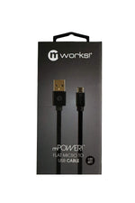 Mworks! Mpower! Flat Micro-Usb Cable 6 Feet In Length Black - Retail Packaging - 610370557372