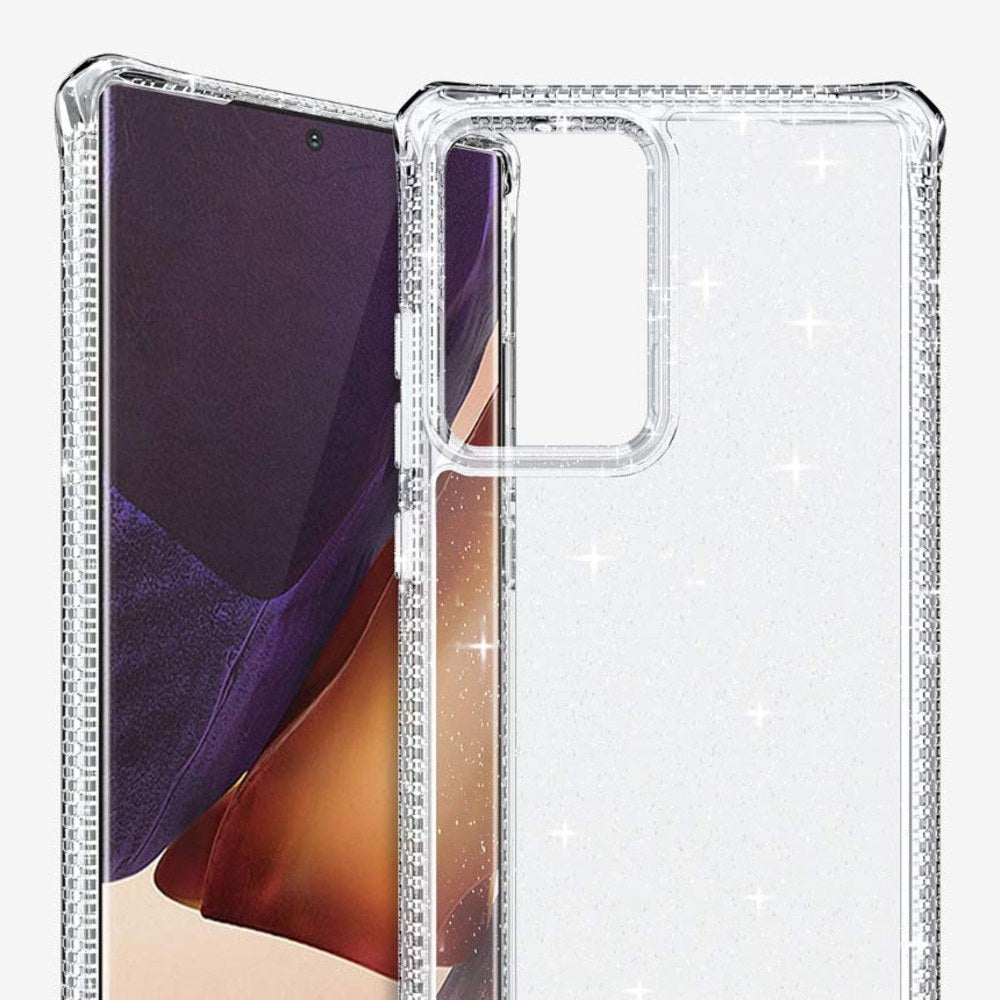 Itskins Hybrid Spark Protective Phone Case Glitter Compatible With Samsung Galaxy Note 20 Ultra, Slim Hybrid Case, Anti-Yellowing, And Heavy Duty Shockproof Cover, Military Phone Case | Transparent - 4894465007867