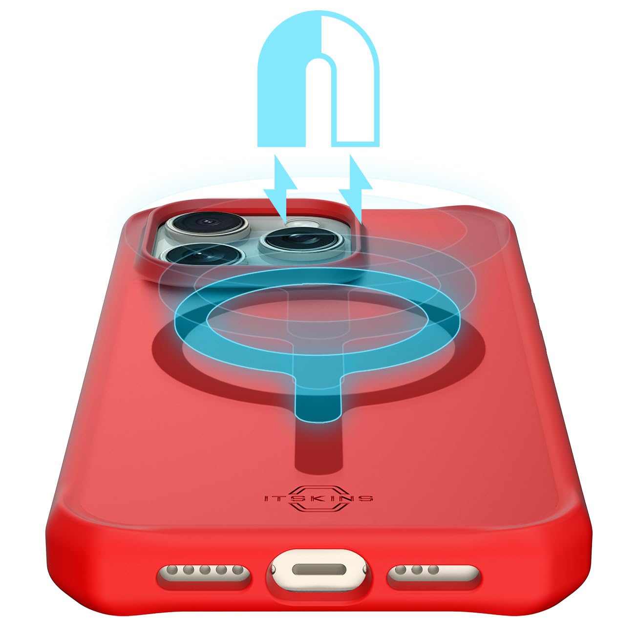 Itskins Hybrid R // Frost - High-Impact Hybrid Matte Case For Iphone 15 Pro, Compatible With Magsafe, Protective Military Shockproof Cover, Slim Phone Case - Red - 888842816481