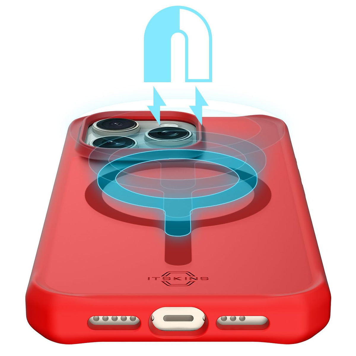 Itskins Hybrid R // Frost - High-Impact Hybrid Matte Case For Iphone 15 Pro, Compatible With Magsafe, Protective Military Shockproof Cover, Slim Phone Case - Red - 888842816481