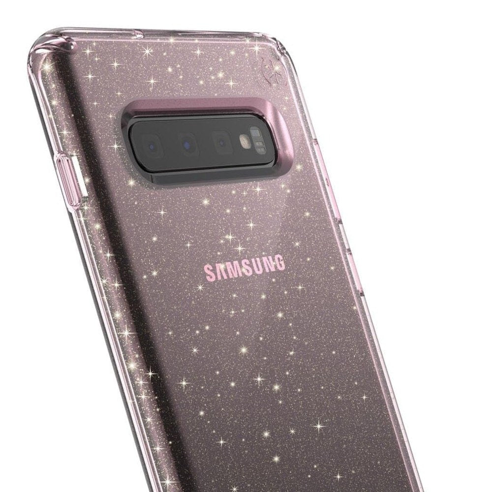 Speck Products Presidio Clear+Glitter Samsung Galaxy S10 Plus Case, Glitter Bella Pink With Gold Glitter/Bella Pink (124610-6603) - 201142