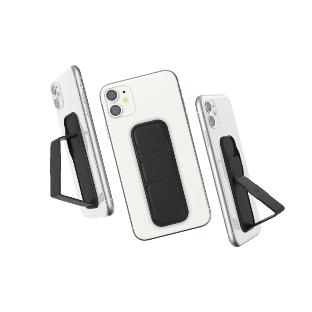 Clckr Phone Grip And Expanding Stand, Universal Phone Grip Holder With Multiple Viewing Angles For Iphone, Samsung, Phones, Tablets And Many More, Smooth Black - 8718846078566
