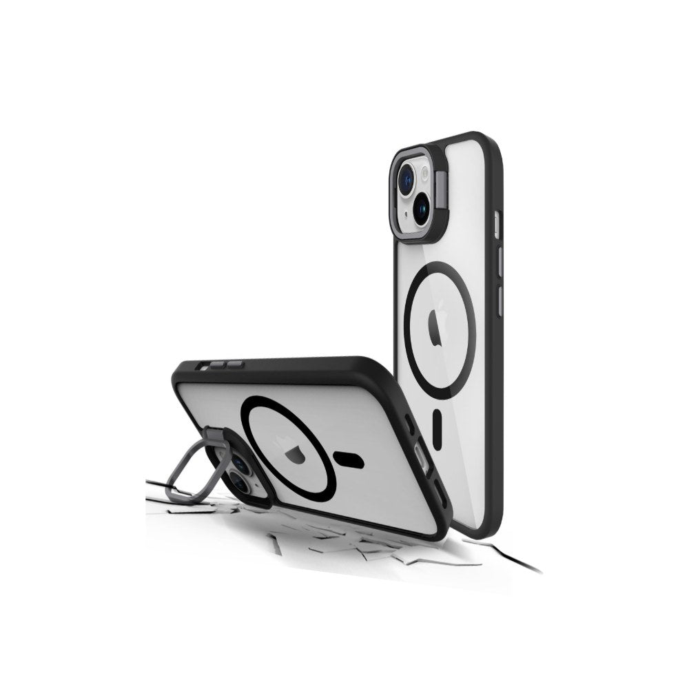 Prodigee Iphone 15 Kickit Black + Mag |Drop Tested Kickstand |Soft Matte Pink Dual Layer Cover| Wireless Charging Compatible| Shockproof |Scratch Resistant | 6.1 Inch | - 810023955207