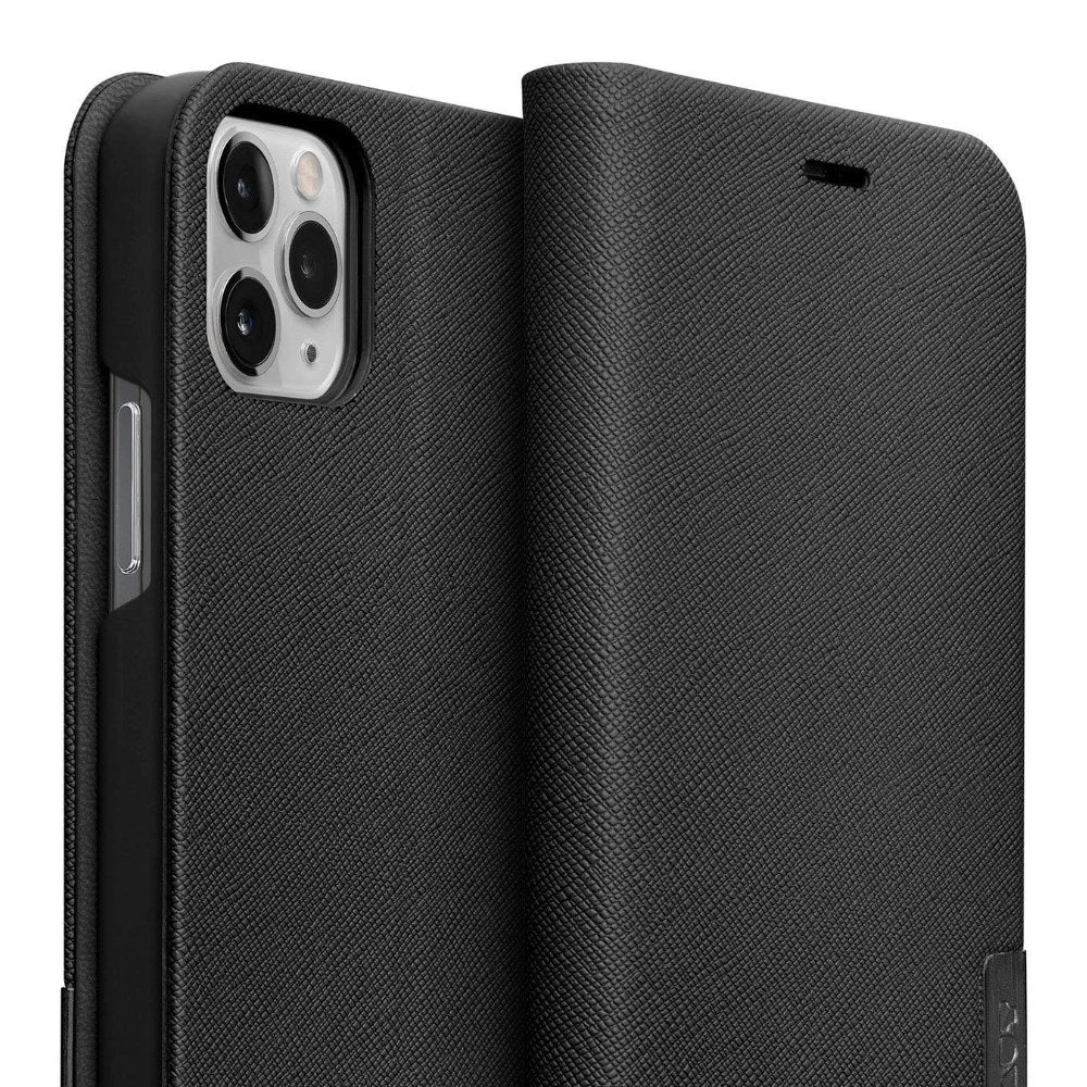 Laut - Prestige Folio Case Compatible With Iphone 12 Pro Max | 2x Internal Card Slots | Saffiano Vegan Leather | Flip Stand Function - Black - 4895206918602