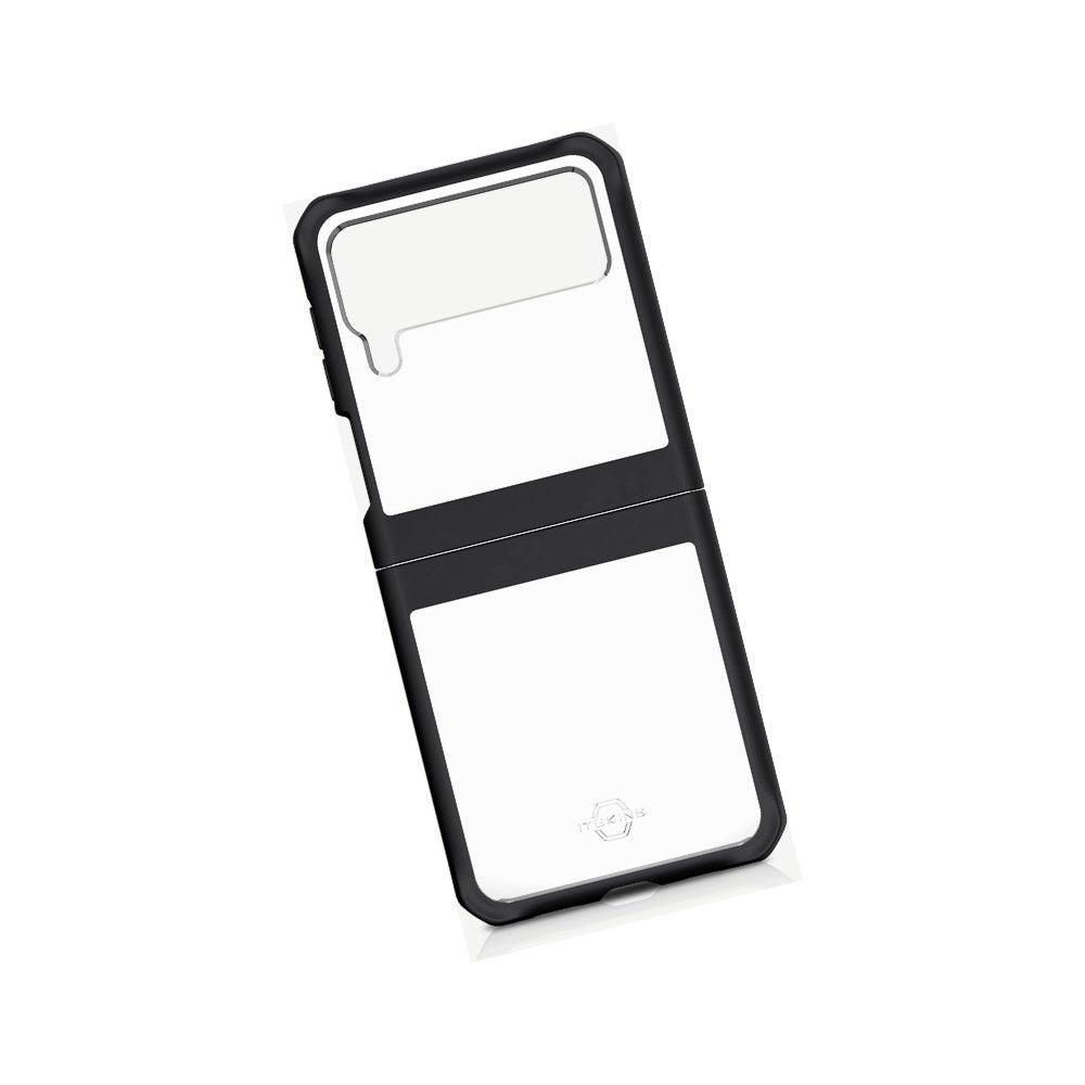 Itskins Hybrid Solid Protective Phone Case Compatible With Galaxy Z Flip3 5g, Slim Hybrid Case, Anti-Yellowing, And Heavy Duty Shockproof Cover, Military Phone Case | Black And Transparent - 888842161734