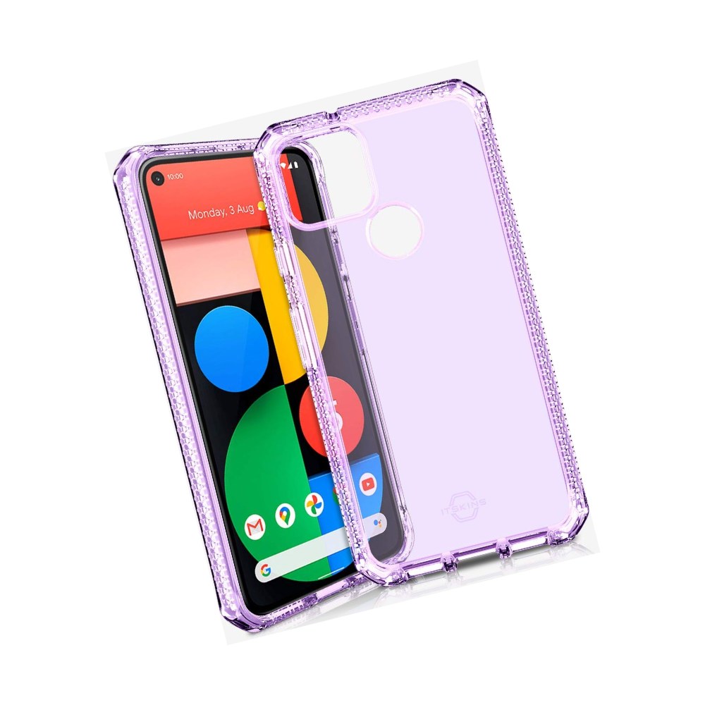Itskins Spectrum Clear Protective Phone Case Compatible With Pixel 5, Slim Hybrid Case, Anti-Yellowing, And Heavy Duty Shockproof Cover, Military Phone Case - Light Purple - 4894465212575