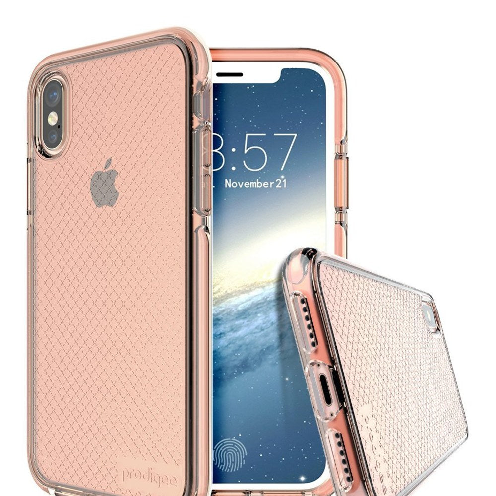 Prodigee [Safetee Pink Rose For Iphone X (2017) - Iphone Xs (2018) Case Clear Transparent Silver Shock Proof Cover - 818804018493