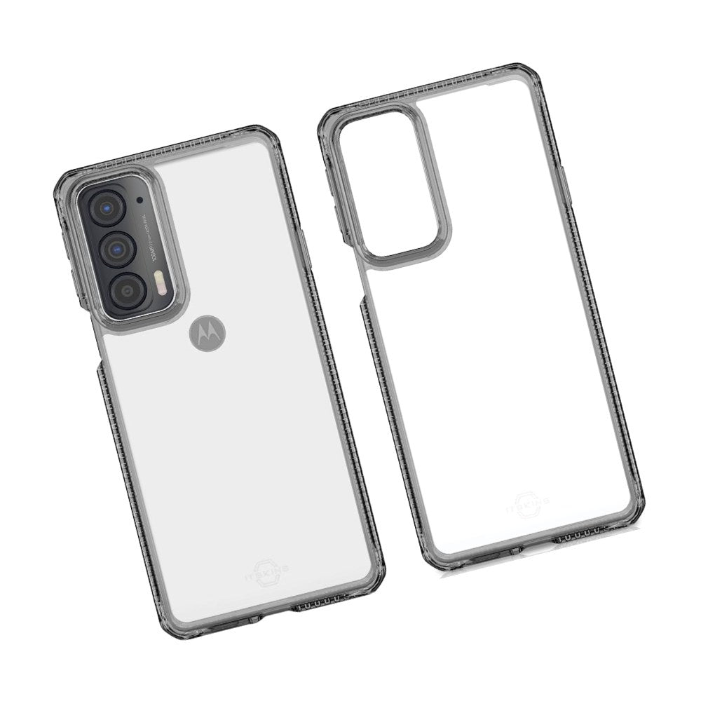 Itskins Hybrid // Clear Compatible With Moto Edge 2021, Protective Phone Case, Slim Hybrid Case, Anti-Yellowing, And Heavy Duty Shockproof Cover, Military Phone Case - Black And Transparent - 888842757067