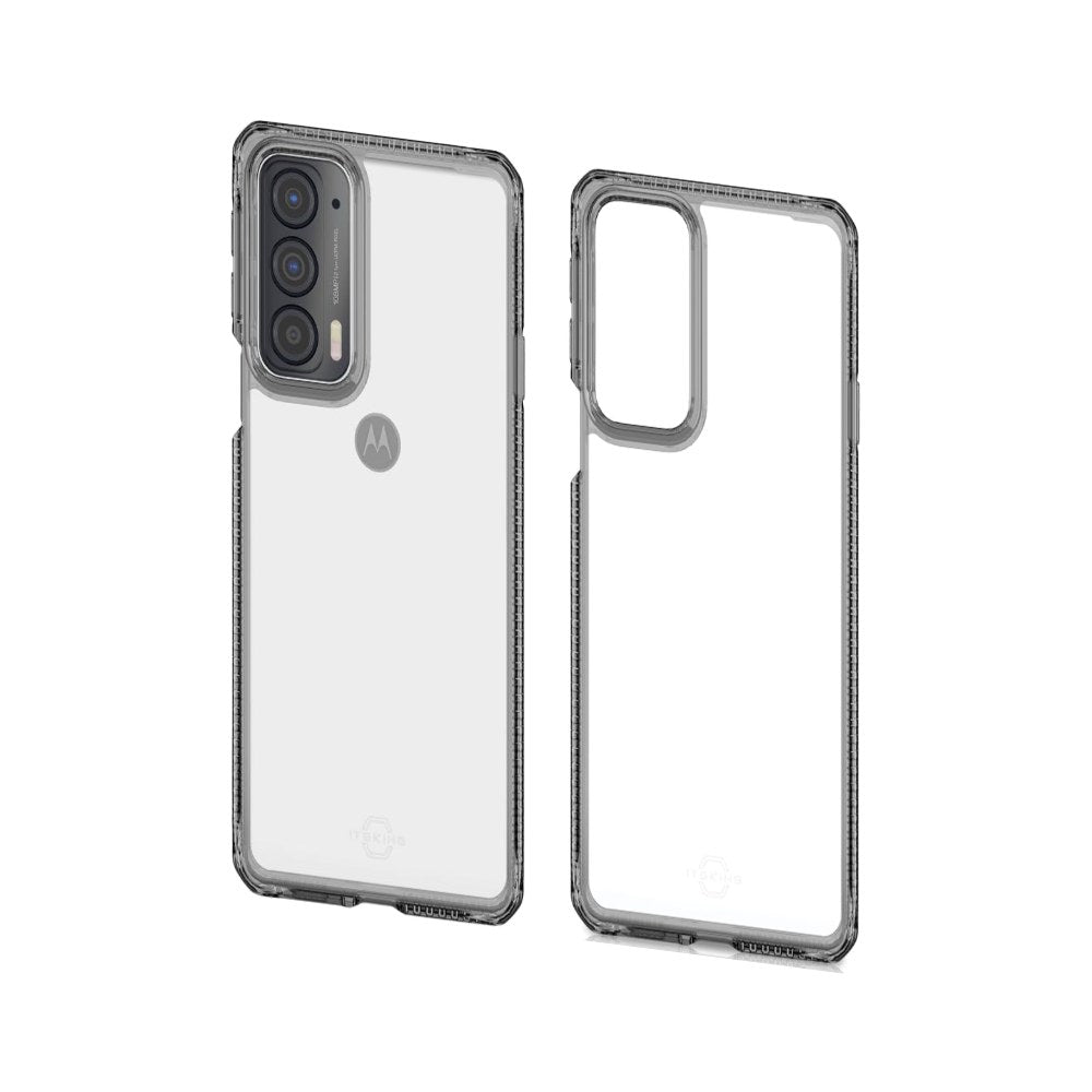 Itskins Hybrid // Clear Compatible With Moto Edge 2021, Protective Phone Case, Slim Hybrid Case, Anti-Yellowing, And Heavy Duty Shockproof Cover, Military Phone Case - Black And Transparent - 888842757067