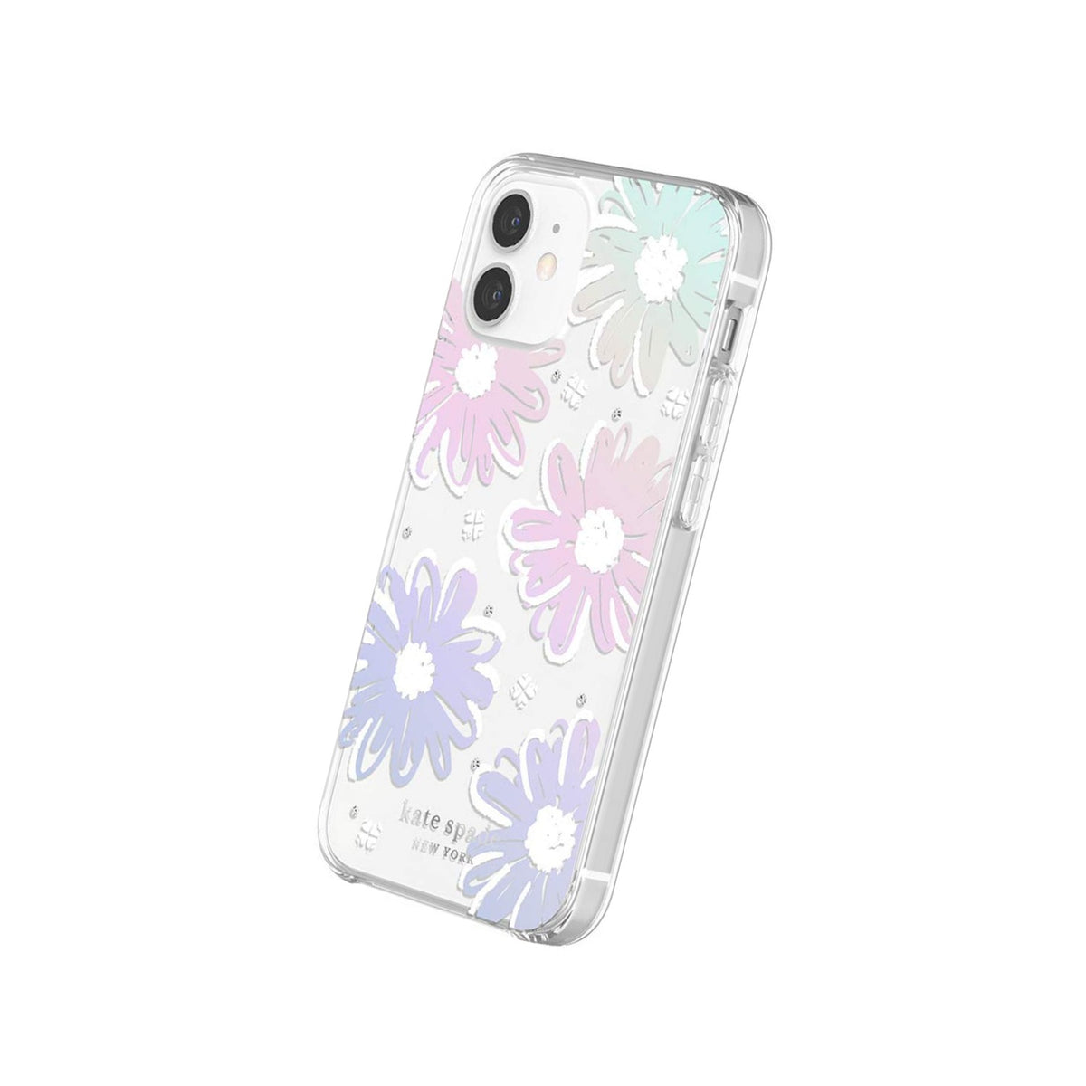 Kate Spade New York Protective Hardshell Case For Iphone 12 Mini - Daisy Iridescent Foil/White/Clear/Gems - 191058120991