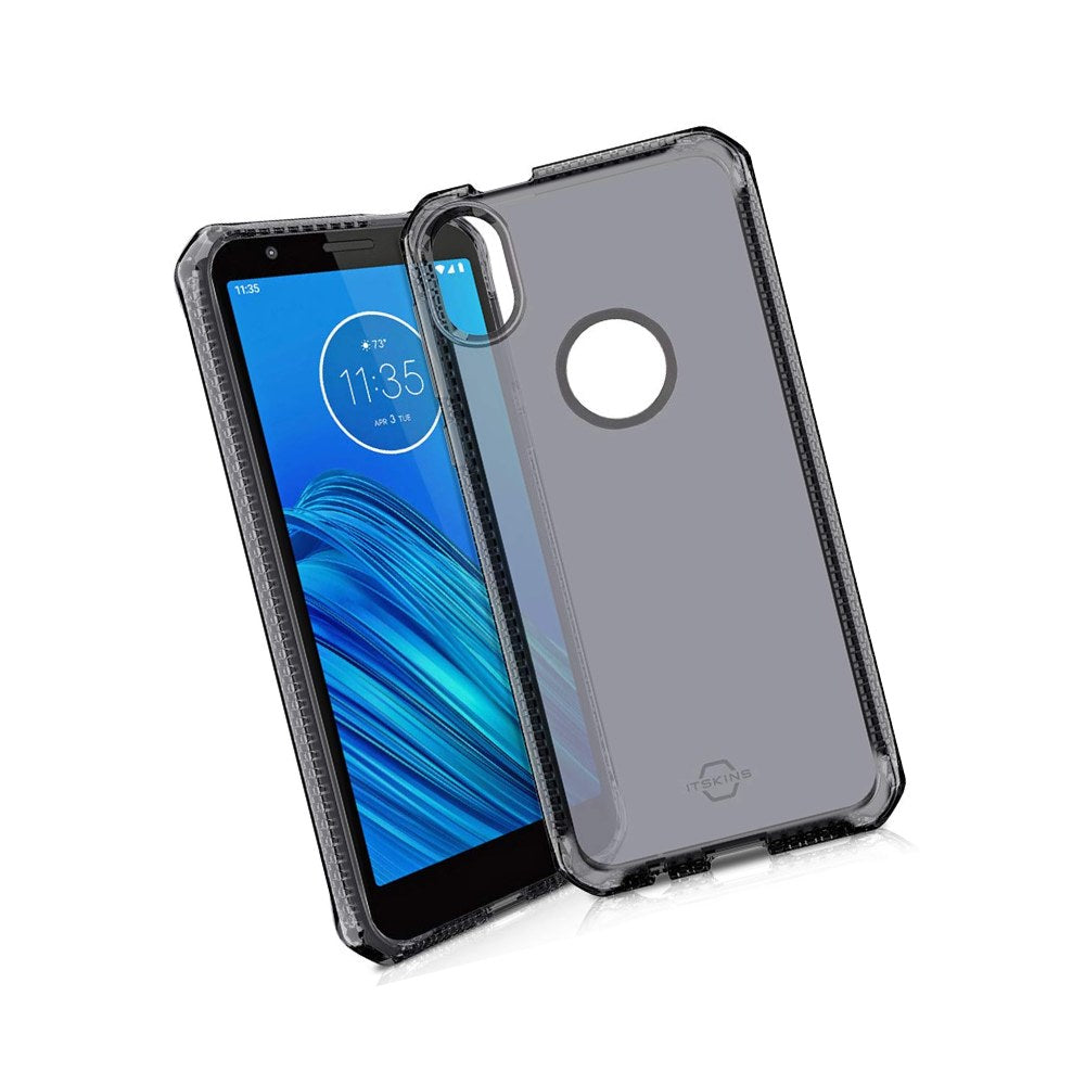 Itskins Spectrum // Clear Protective Phone Case Compatible With Moto E6, Slim Hybrid Case, Anti-Yellowing, And Heavy Duty Shockproof Cover, Military Phone Case - Smoke - 4894465894948
