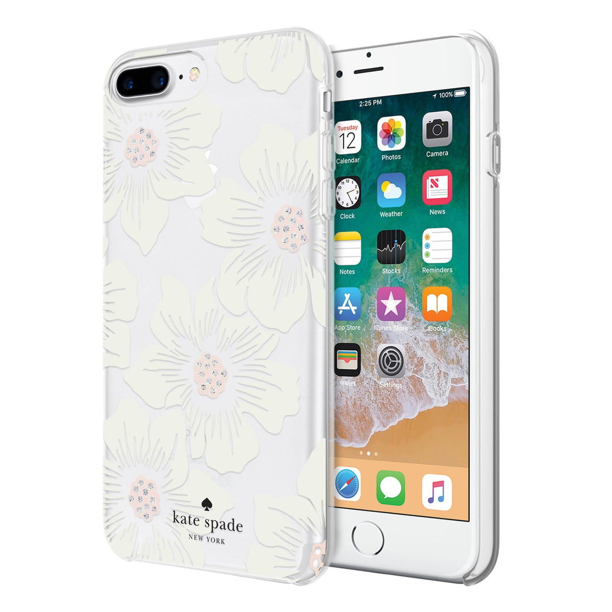 Incipio Apple Iphone 6 Plus/6s Plus/7 Plus/8 Plus Kate Spade Hard-Shell Case - Hollyhock Floral Clear/Cream With Stones - 191058038753