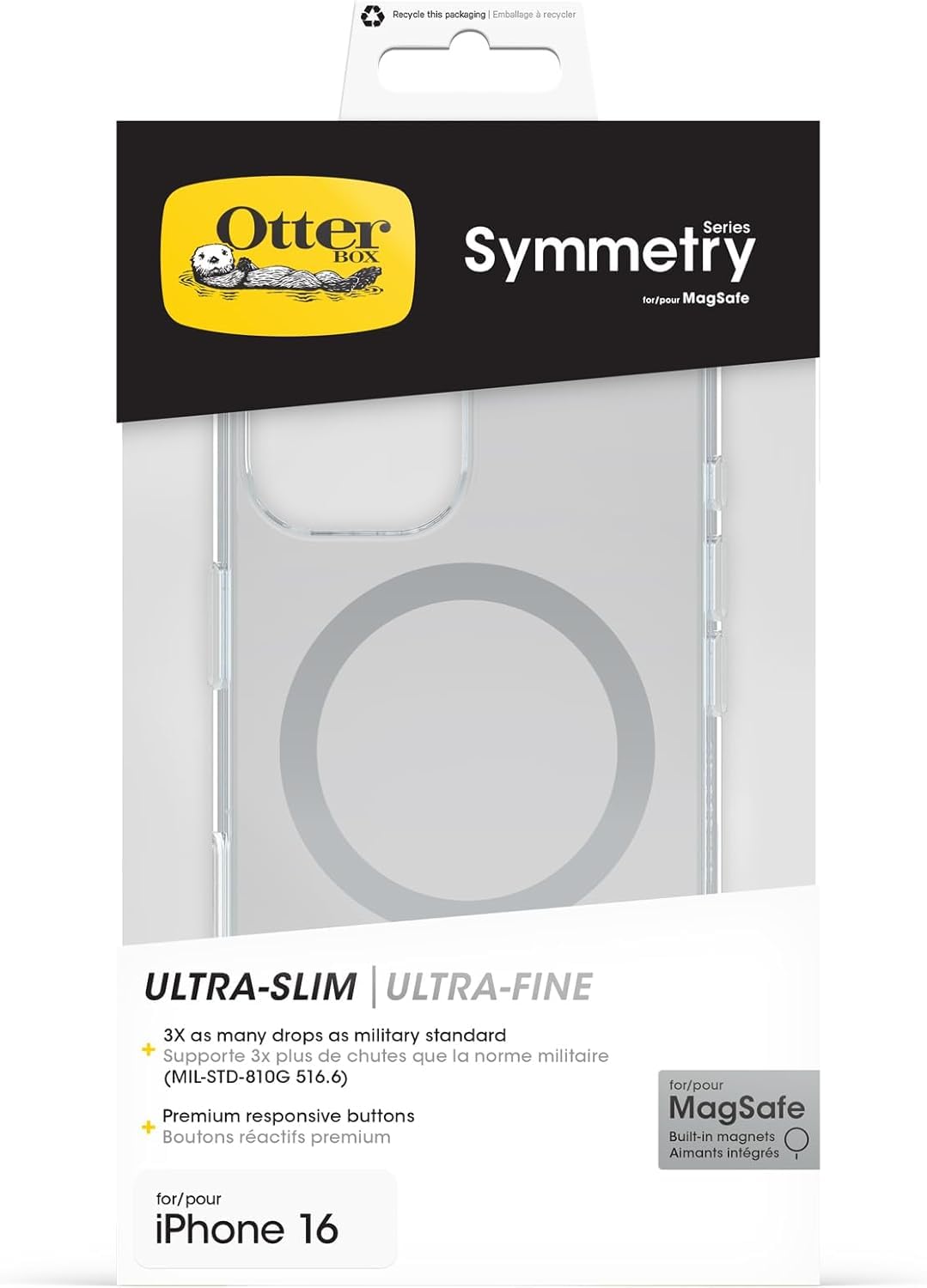 Otterbox Iphone 16 (Only) - Symmetry+ Series Clear Case - Clear - With Camera Control - Snaps To Magsafe - Ultra-Sleek - Raised Edges Protect Camera & Screen - Retail Packaging - 840304771882