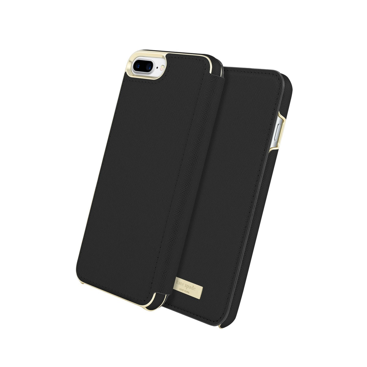 Kate Spade Black Leather Folio Case Iphone 7+ - 840076194278