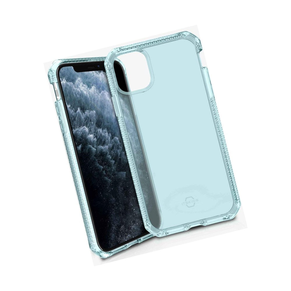 Itskins Spectrum Clear Protective Phone Case Compatible With Apple Iphone 11 Pro Max, Slim Hybrid Case, Anti-Yellowing, And Heavy Duty Shockproof Cover, Military Phone Case | Light Blue - 4894465876289