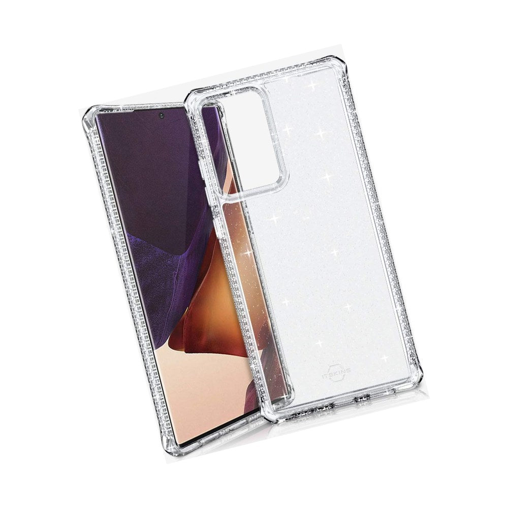 Itskins Hybrid Spark Protective Phone Case Glitter Compatible With Samsung Galaxy Note 20 Ultra, Slim Hybrid Case, Anti-Yellowing, And Heavy Duty Shockproof Cover, Military Phone Case | Transparent - 4894465007867