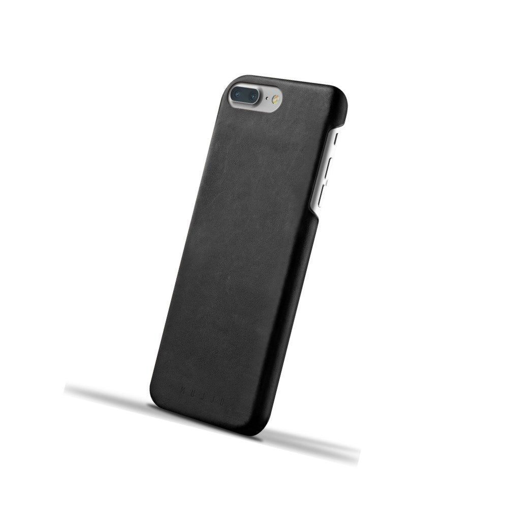 Mujjo Moulded Edge Leather Case For Iphone 8 Plus, Iphone 7 Plus | Premium Genuine Leather, Natural Aging Effect | Pocket For 2-3 Cards (Black) - 8718546171642