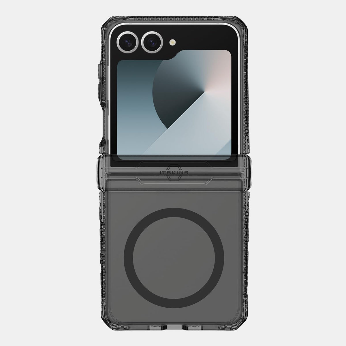 Itskins Hybrid R // Clear Hinge Magnetic Protective Phone Case For Galaxy Z Flip7, Anti-Yellowing, Shockproof Cover, Scratch-Resistant, Enhanced Grip With Ultra Sensitive Buttons - Smoke - 810176653777