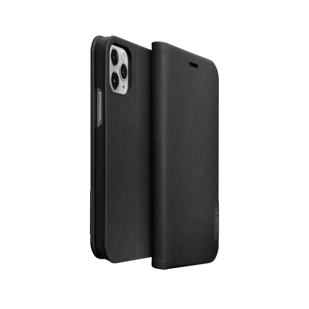 Laut - Prestige Folio Case Compatible With Iphone 12 Pro Max | 2x Internal Card Slots | Saffiano Vegan Leather | Flip Stand Function - Black - 4895206918602