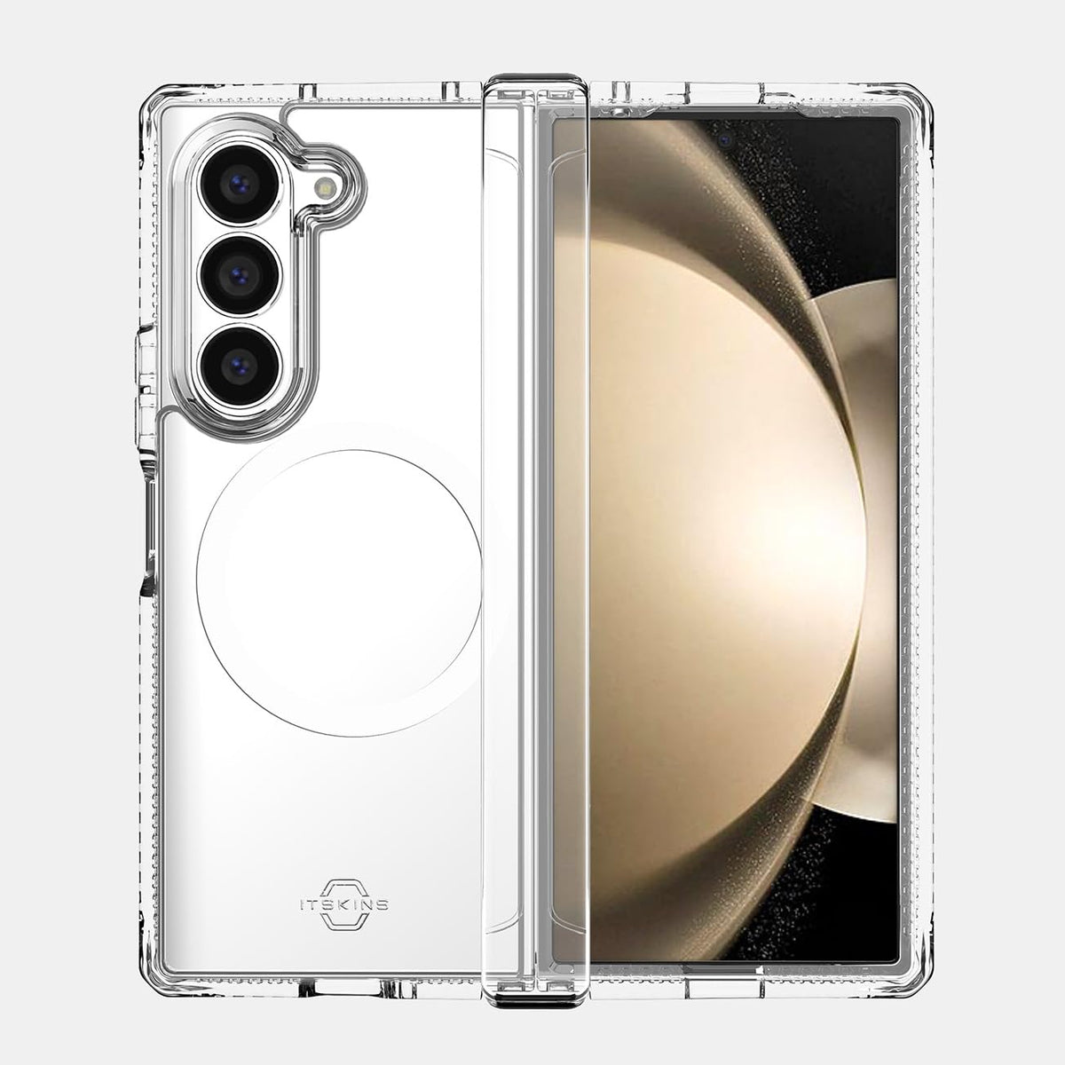 Itskins Hybrid R // Clear Hinge For Samsung Galaxy Z Fold6 - Protective Phone Case, Compatible With Magsafe, Anti-Yellowing, Military Shockproof Cover With Ultra Sensitive Buttons - Transparent - 888842073679