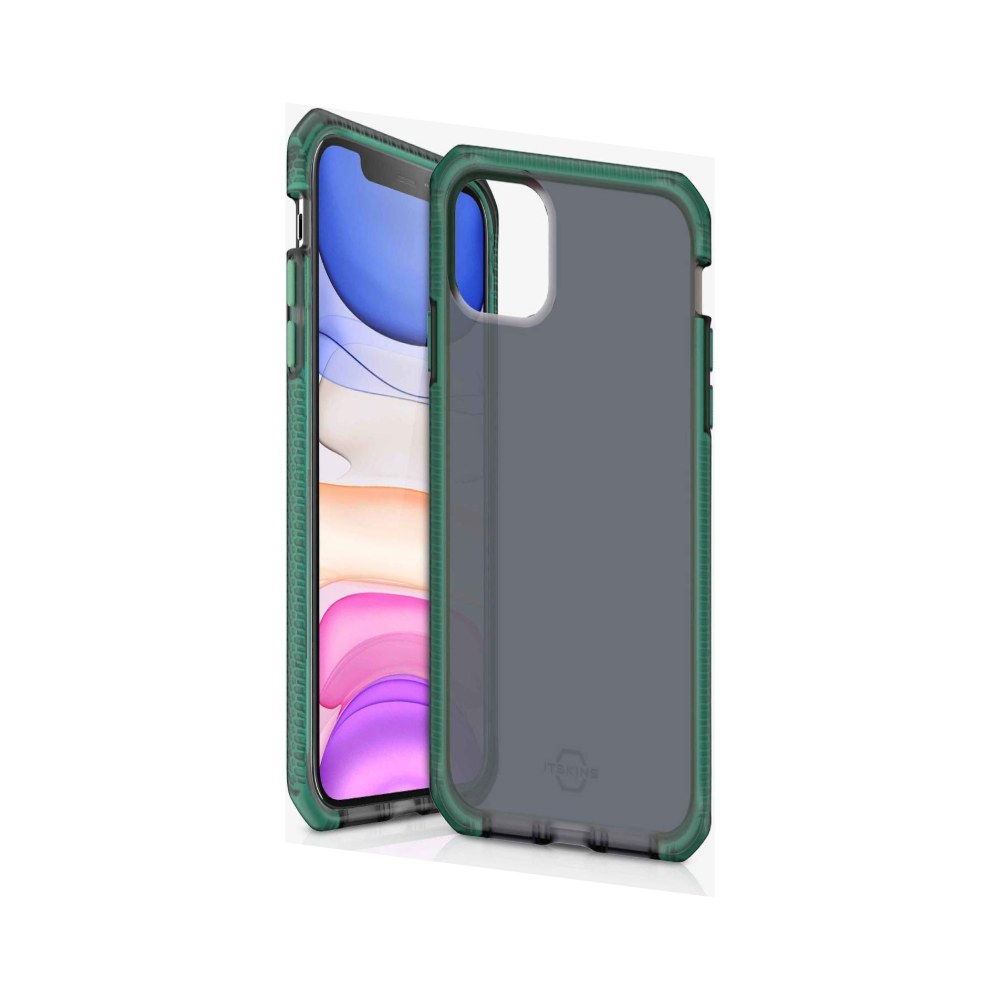 Itskins Supreme Frost Protective Phone Case Compatible With Iphone 11, Slim Hybrid Case, Anti-Slip, Heavy Duty Shockproof Cover, Military Phone Case | Tiffany Green And Black - 4894465802783