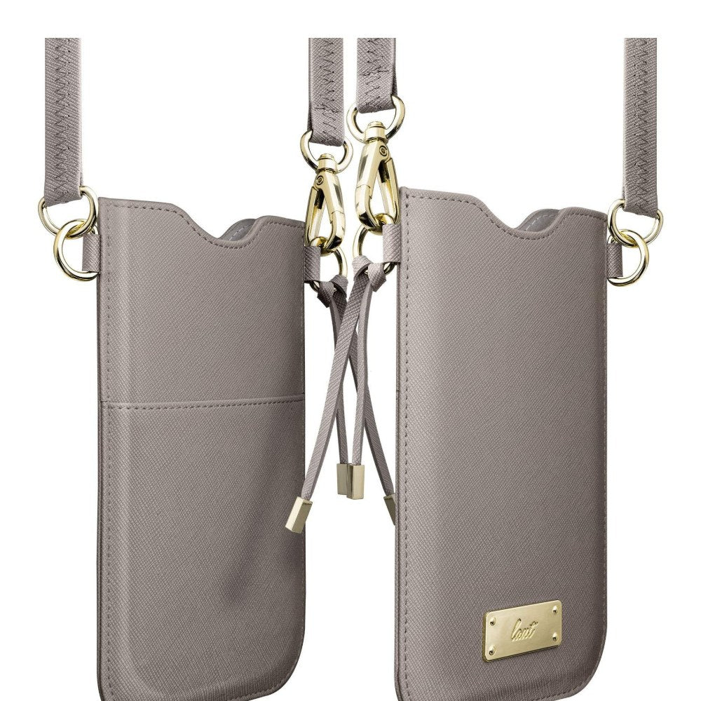 Laut |Prestige Necklace Sleeve | Saffiano Leather Structure | Adjustable Strap | Universal Fit | Card Slot • Taupe - 4895206914307