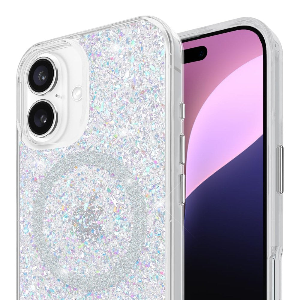 Case-Mate Iphone 16 Case [Compatible With Magsafe] - Stylish Sparkly Phone Case With 12ft Drop Protection - Premium Magnetic Cover For Iphone 16 - Twinkle Disco - 840171740189