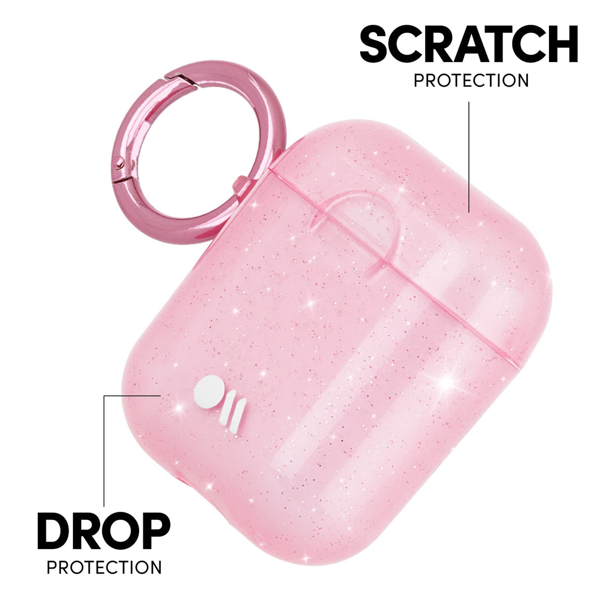 Case-Mate Protective Airpod Case Cover, Soft Silicone Cover With Keychain Ring For Men And Women, Compatible With Airpods Series 1 & 2, Front Led Visible - Crystal Blush - 846127184540