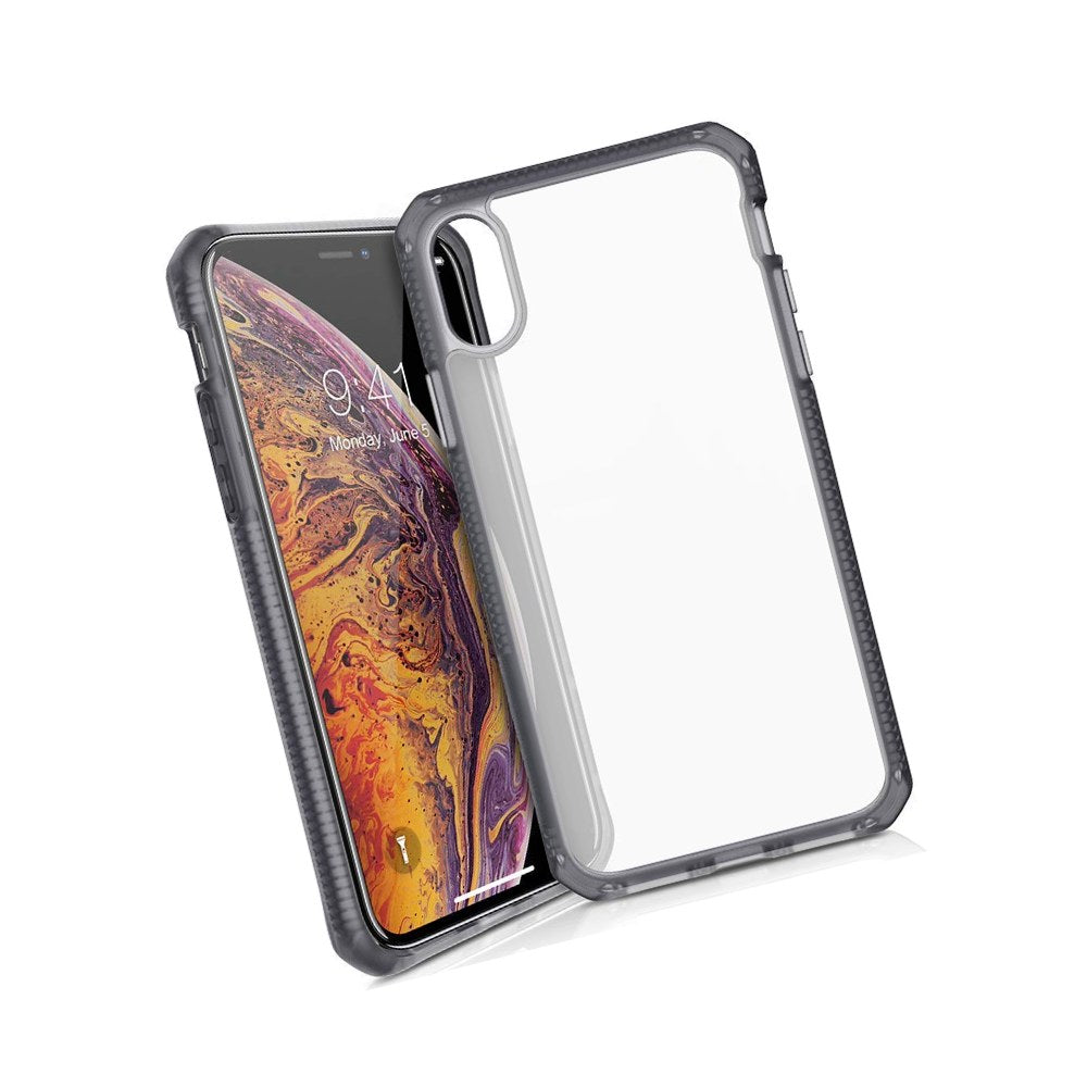 Itskins - Hybrid Frost Protective Phone Case Compatible With Iphone Xs Max, Slim Hybrid Case, Anti-Yellowing, And Heavy Duty Shockproof Cover, Military Phone Case | Black And Transparent - 4894465773380