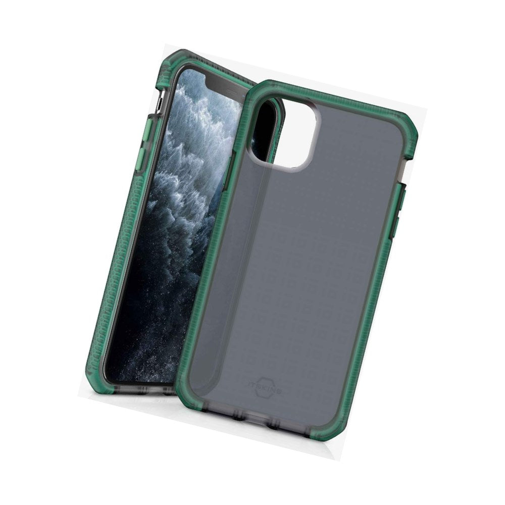 Itskins Supreme Frost Protective Phone Case Compatible With Iphone 11 Pro Max, Slim Hybrid Case, Anti-Slip, Heavy Duty Shockproof Cover, Military Phone Case | Tiffany Green And Black - 4894465364403