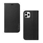 Laut - Prestige Folio Case Compatible With Iphone 12 Pro Max | 2x Internal Card Slots | Saffiano Vegan Leather | Flip Stand Function - Black - 4895206918602