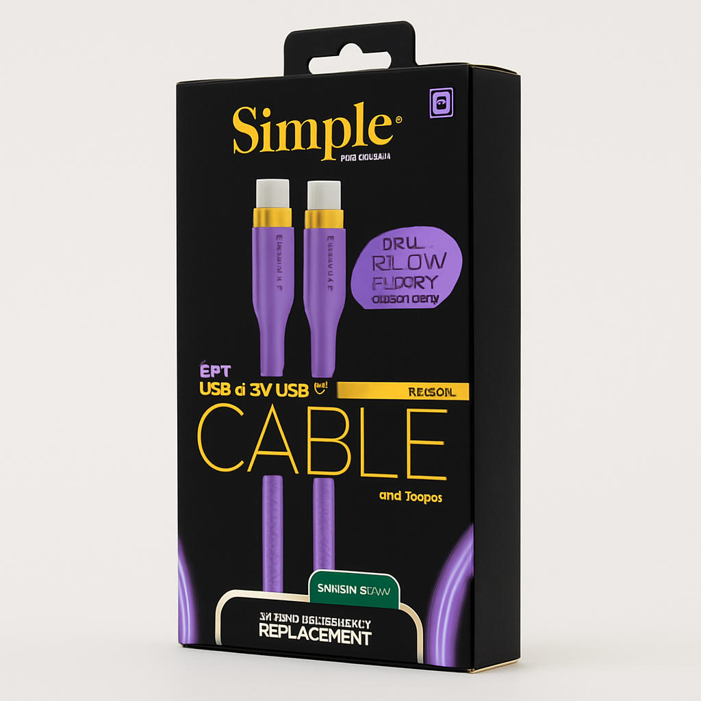 Simple Glow In The Dark Purple Cable 6 Ft Usb-C To Usb-C