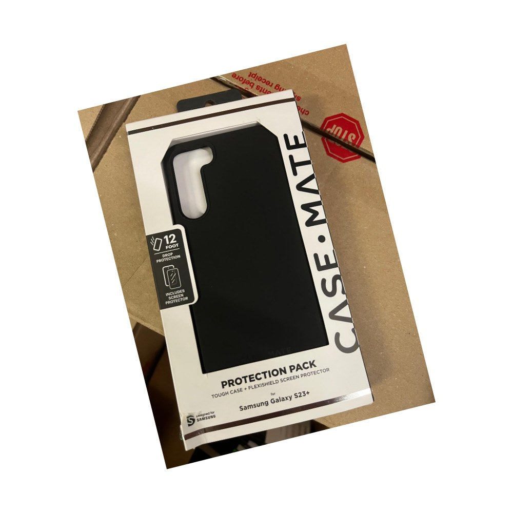 Case-Mate Samsung Galaxy S23 Plus Case With Tempered Glass And 10ft Drop Black