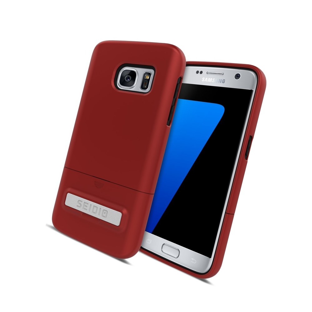 Seidio Surface With Metal Kickstand Case For Samsung Galaxy S7 [Slim Case] - Non-Retail Packaging - Dark Red/Black -