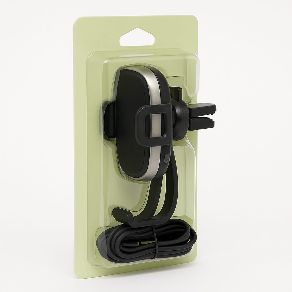 Puregear Autogrip 7.5w/10w Qi-Certified Wireless Car Charger, Self-Gripping System, 3 Ft. Usb-C Charging Cable, Black Vent Mount For Qi Enabled Phone Iphone 12/11, Galaxy S20/Note 20, Pixel, & More