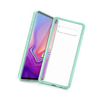 Itskins Hybrid Frost Protective Phone Case Compatible With Samsung Galaxy S10 Plus, Slim Hybrid Case, Anti-Yellowing, Heavy Duty Shockproof Cover, Military Phone Case | Tiffany Green & Transparent - 4894465453756