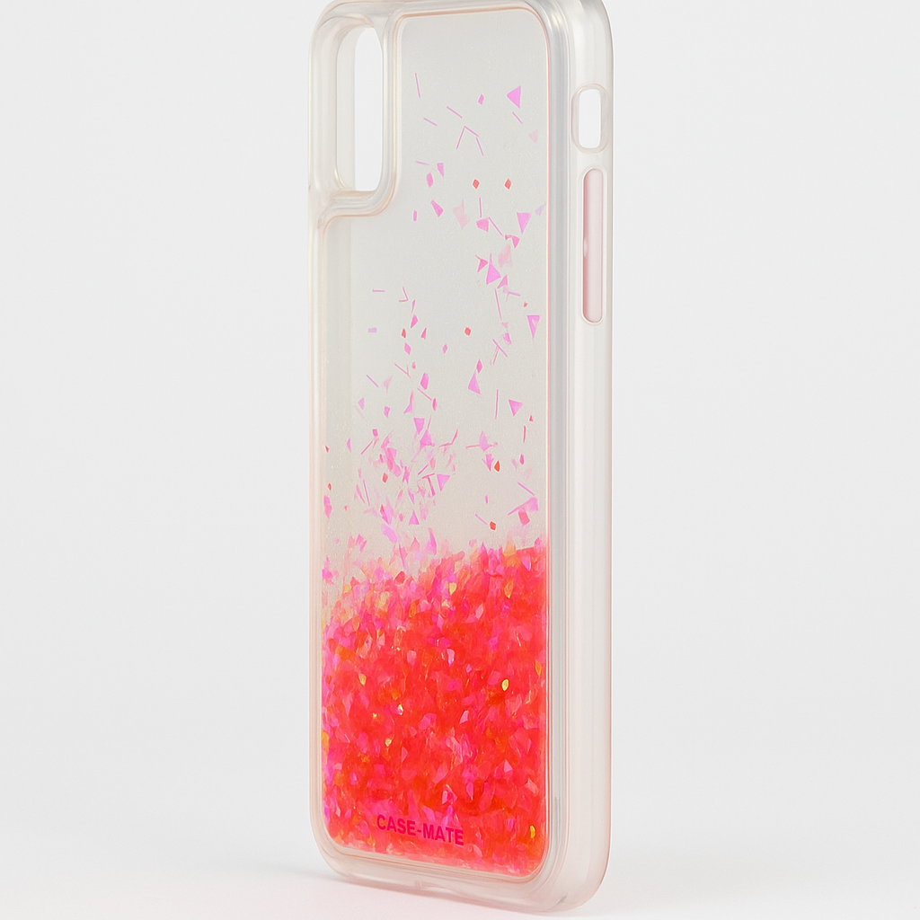 CaseMate iPhone X Protective Case With Pink Liquid Glitter And Glow In The Dark
