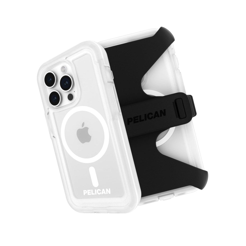 Pelican Voyager Series - Iphone 15 Pro Case 6.1" [Compatible With Magsafe] [Anti-Yellow] Magnetic Charging Phone Case With Belt Clip Holster Kickstand [18ft Military Grade Drop Protection] - Clear - 840171729115