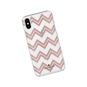 Kate Spade New York Protective Hardshell Case For Iphone X - Chevron Rose Gold Glitter/Clear - 191058038784